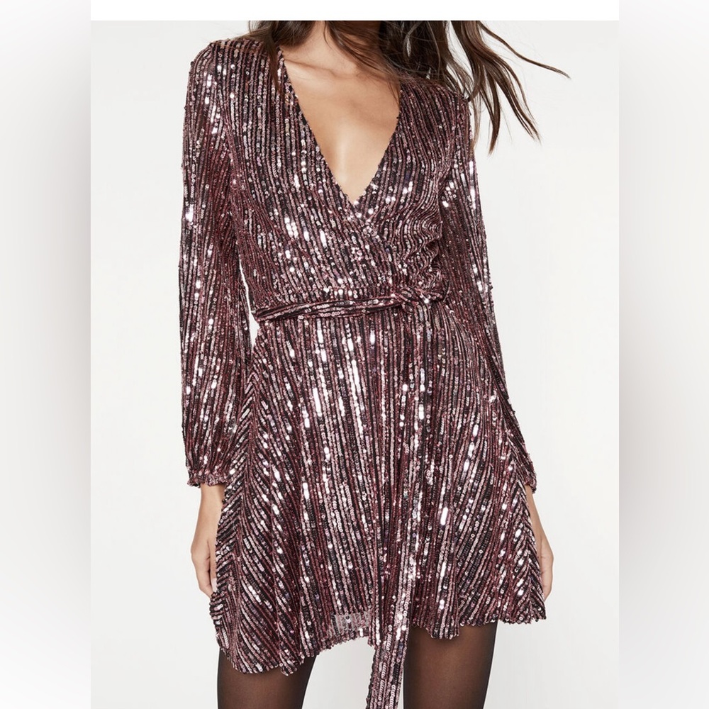 Bardot Stripe Sequin Bellissa Dress In Multi Pink